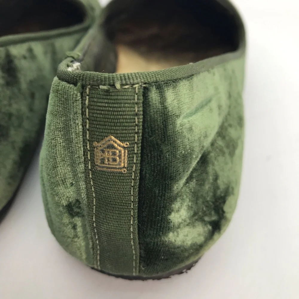 Birdies Women's The Heron Green Plush Velvet Loafers Flats Shoes